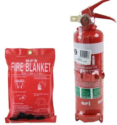 Fire Extinguisher  Blanket Kit 1kg ABE Professional Dry Powder Bracket Car Home • $59.95