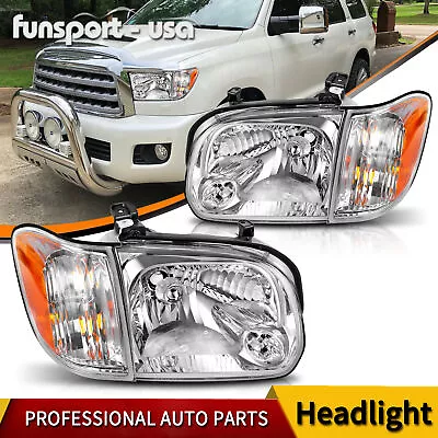 Chrome Headlights Fit 2005 2006 Toyota Tundra / 05-07 Sequoia Headlamps • $78.99