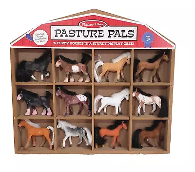 Melissa And Doug Pasture Pals 12 Collectible Fuzzy Flocked Horses In Wooden Case • $15