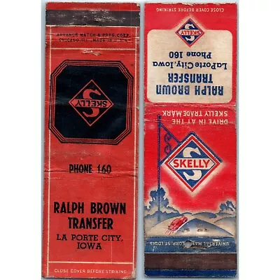 X2 1940s La Porte City Iowa Skelly Matchbook Cover LOT Ralph Brown Transfer C23 • $12.25