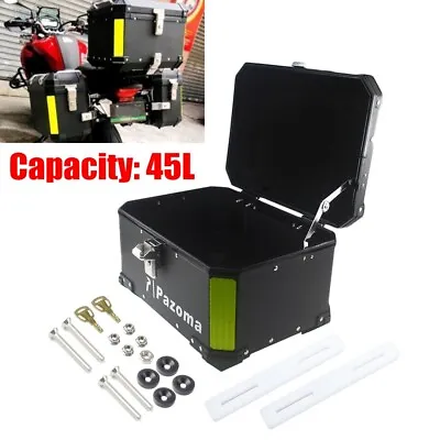 45L Hard Shell Aluminum Motorcycle Rear Trunk Top Case Box For Harley BMW Honda • $259.99