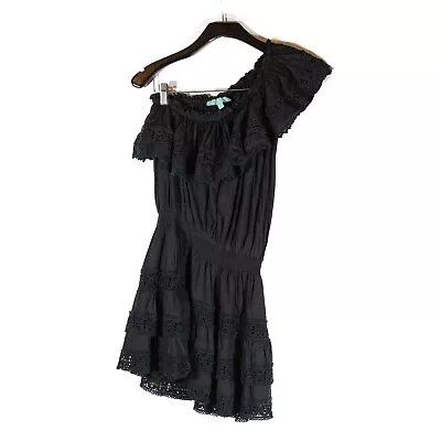 Melissa Odabash Debbie One Shoulder Crochet Tiered Frill Cover Up Mini Dress M • $68