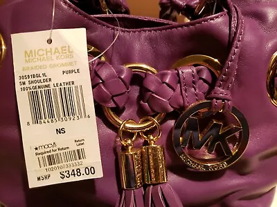 Michael Kors Purse 100% Leather Satchel Bag Grommet $348 Retail NWT Purple  • $165.95