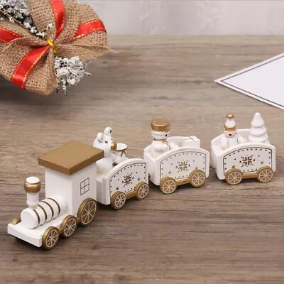 Mini Wooden Christmas Train Ornament Home Santa Claus Gift Toy Table Decoration • $13.99