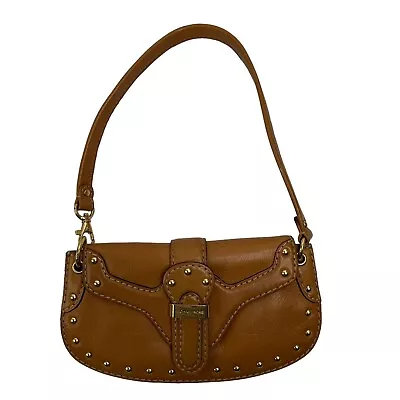 Michael Kors Berkley Wristlet Brown Leather Studded Shoulder Bag Mini Y2K Small • $34.91