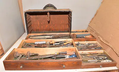 Pattern Maker Machinist Tool Chest & Vintage Collectible Antique Misc Tool Lot • $199.99