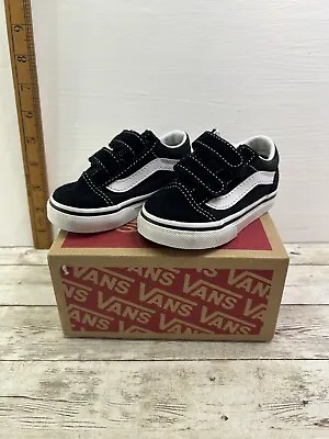 Vans Old Skool V Toddlers/Infants Trainer Black Size UK 4 With Box Free Postage • £19.99