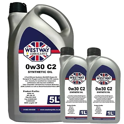 0W30 C2 Fully Synthetic Engine Oil 0w/30 For PSA B71 2312 - 7 Litres Blue HDi • £39.99