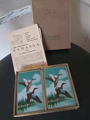 Vintage Canasta Two Full Deck Playing/Swap Cards Flying Geese W/Box Instructions • $6