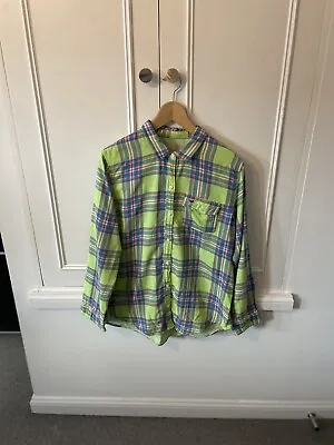 Hollister Shirt Womens L Green Blue Check Plaid Pockets Logo Pit To Pit 22” • £9.99