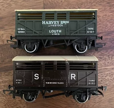 2 X HORNBY 00 Gauge Cattle Wagons - Harvey Bros - And- S R  • £10