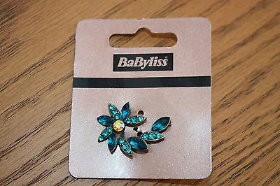 £2.69 • Buy Babyliss Vintage Style TEAL Crystal Diamante Flower Leaf Hair Clip Grip Slide