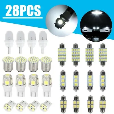 28x White LED Interior Package Kit For T10 31 36mm Map Dome License Plate Lights • $10.99