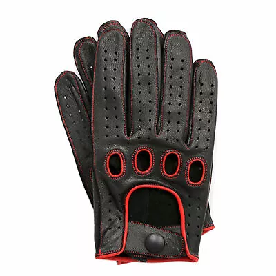 Genuine Soft Leather Reverse Stitched Full-Finger Driving Gloves Fashion Classic • $13.88