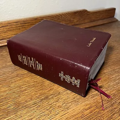LDS Quad Scriptures Holy Bible Book Of Mormon Indexed Burgundy Leather 7.5x5.5 • $35
