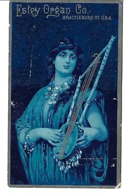 AM-327 VT Brattleboro Estey Organ Co Woman With Instrument Victorian Trade Card • $12.50