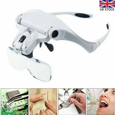 Magnifying Glasses LED Headband Hands-Free Headset Magnifier Lam Head W/ Light • £13.99