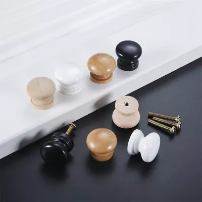 5Pcs Round Mini Cabinet Furniture Drawer Wood Door Knobs Pulls Handles 4 Colour • £4.39