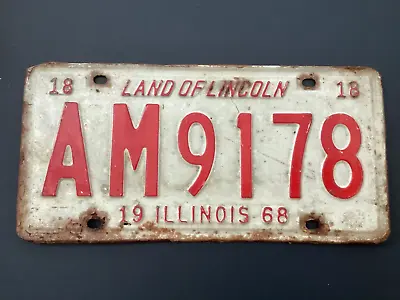 Vintage 1968 Illinois License Plate AM9178 Land Of Lincoln Auto Tag Rustic • $7.49