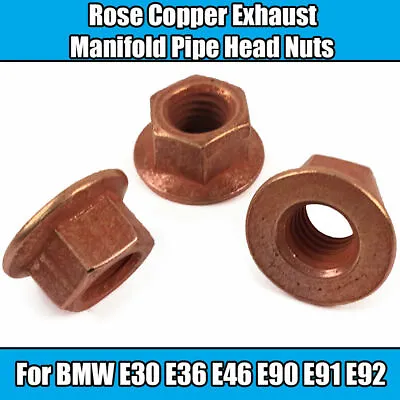 8x Nuts For BMW E30 E21 Exhaust Manifold Pipe Head Nuts Stud M8 Flange Copper • $8.79