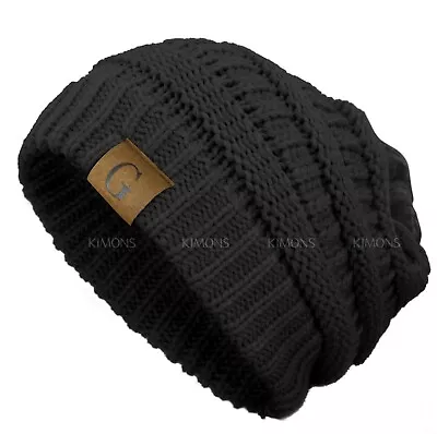 Women's Men Knit Slouchy Baggy Beanie Oversize Winter Hat Ski Slouchy Cap C • $9.95