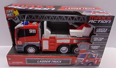 NEW Maxx Action Friction Motor Ladder Fire Truck 4 Sounds & Flashing Lights 12  • $30