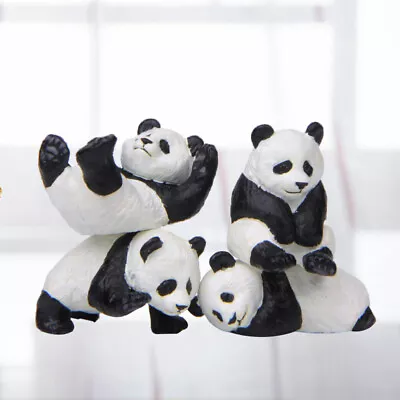  4 Pcs Elegant Panda Decorations Resin Ornaments Small Fresh • £8.28