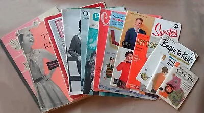 Lot Of 13 Vintage Knitting Crochet Booklets Books Magazines 1930s 1950s 1960s • $40