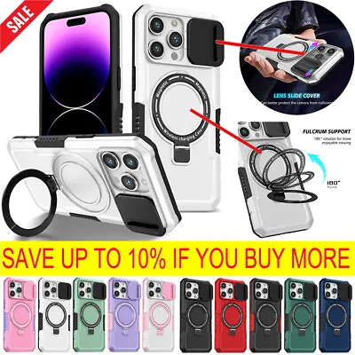 For IPhone 15 14 13 12 11 Pro Max Plus MagSafe Rotating Ring Stand Armor Case AU • $13.99