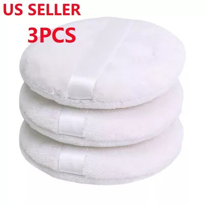 Large Powder Puff 4 In. Velour Body Makeup Puff With Satin Ribbon / Set Of 3 New • $6.39