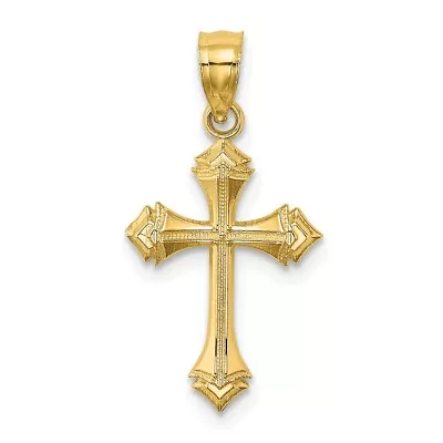 14k 14kt Yellow Gold Textured Arrow Ends Cross Charm PENDANT 22.5 Mm X 12 Mm • $98