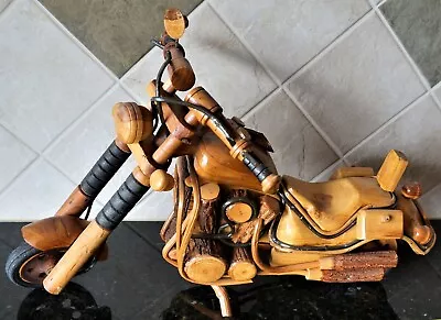 Handmade Wooden Motorcycle ALL Parts Wood Even The Wiring Clip On Handlebars! • $29