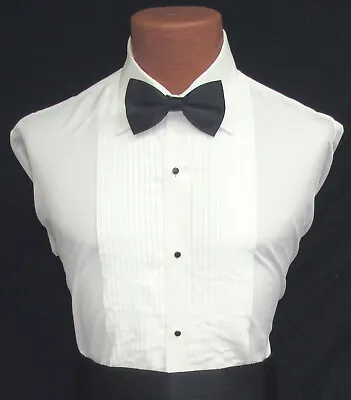 Men's Ivory Off-White Pleated Front Laydown Collar Tuxedo Shirt Wedding Prom  • $9.99