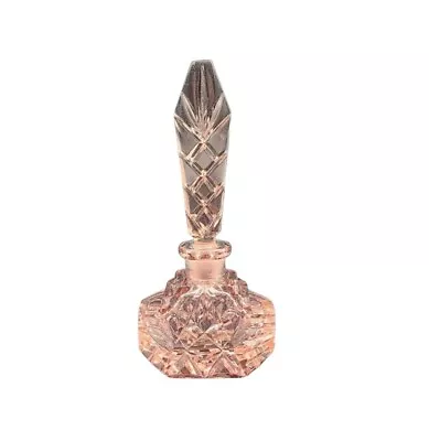 Vintage Art Deco Pink Cut Czech Glass Crystal Perfume Bottle Czechoslovakia 3.5  • $54.99