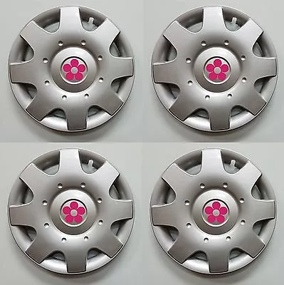 1998-2015 VW BEETLE 16  PINK DAISY FLOWER Hubcaps Wheelcovers SET • $74.92