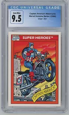 1990 Marvel Universe Series 1 Captain America's Motorcycle CGC 9.5 #31 • $95