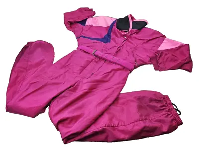Vtg Serac Ski Suit Women Size 12 Pink Multi 1 Piece Barbiecore 90's Skiing READ • $60