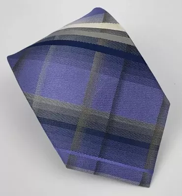 Van Heusen Silk Tie Purple Gray White Blue Plaid Men Necktie 58 X 3.25 • $11.99