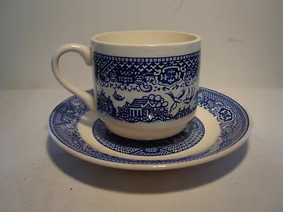 Vintage Blue Willow Transferware Coffee Cup And Saucer Made In USA. • $10