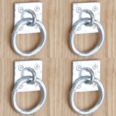 £11.90 • Buy Ring On Plate Tie Rings PACK 4 STRONG WELDED Galvanised Horse Stable Equestrian