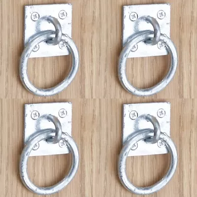 Ring On Plate Tie Rings PACK 4 STRONG WELDED Galvanised Horse Stable Equestrian • £12.99