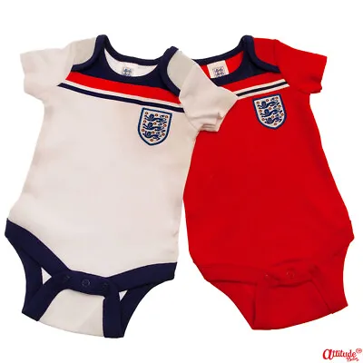 Baby England Bodysuit-2 Pack-Official-England Baby Grows-Baby Retro England Kits • £18