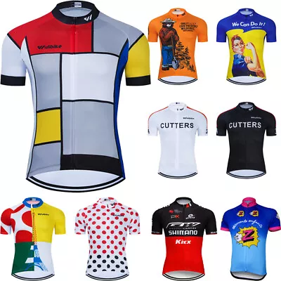 Mens Cycling Jersey Short Sleeve Retro Team Bike Shirt Sportswear Cycling Top UK • $16.91