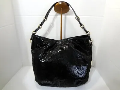 MICHAEL KORS Black Patent Python-Embossed Hobo-style Shoulder Bag • $45