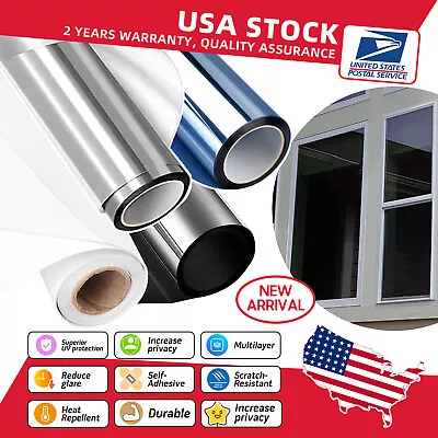 One Way Mirror Window Film Heat UV Reflective Privacy Tint Foil For Home Office • $8.99