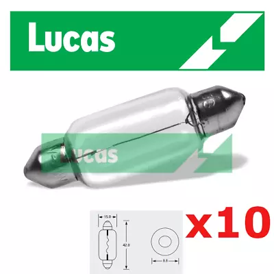 Lucas - 12v 15w SV8.5s - 267 - 15x42mm - Festoon Light Bulb Interior N.Plate X10 • £7.95