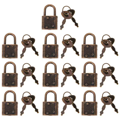 10Pcs Tiny Padlock Chinese Lock And Key Decorative Padlocks Suitcase • $8.89