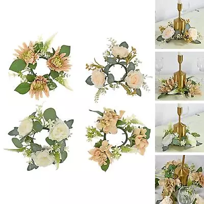 Candle Rings Wreaths Silk Flower Candle Rings For Dining Room • £6.64