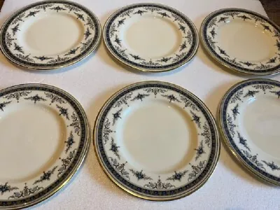 Lot Set 6 Minton Grasmere Blue Salad Plates 8  Bone China Made In England • $21.99