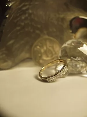 375 Yellow Gold Natural Diamond Eternity Ring / Ring Size : M • $278.95